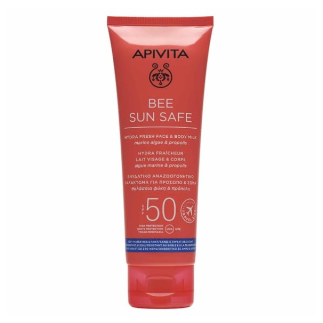 Apivita Bee Sun Safe Hydra Face Body Milk SPF50 Travel Size 100ml - Αντηλιακό γαλάκτωμα προσώπου & σώματος σε συσκευασία ταξιδίου