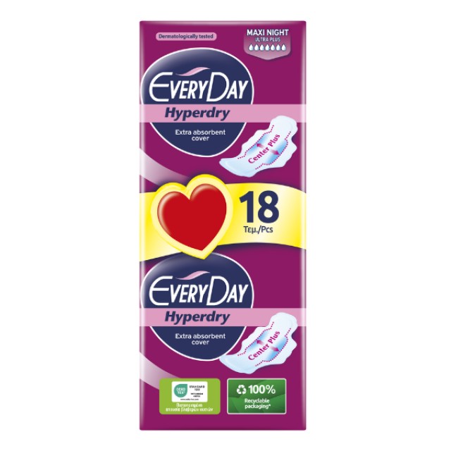 EveryDay Hyperdry Maxi Night Ultra Plus Σερβιέτες 18 τεμαχίων