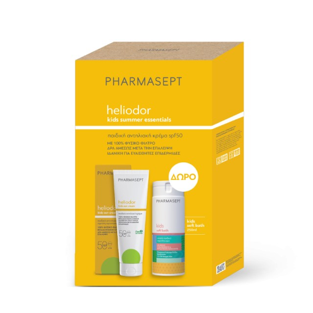Pharmasept Heliodor Promo Pack Kids Sun Cream SPF50 150ml & Kids Soft Bath 250ml