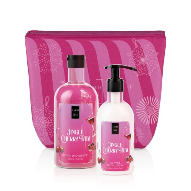 Lavish Care Jingle Cherry Rum Christmas Set Bath & Shower Gel 500ml & Glitter Body Lotion 300ml - Σετ Αφρόλουτρο & Κρέμα Σώματος