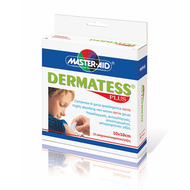 Master Aid Dermatess Plus 10X10cm 12τμχ. - Υποαλλεργικές, αντικολλητικές, αποστειρωμένες, απορροφητικές γάζες