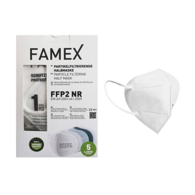 FAMEX Μάσκα προσώπου FFP2 KN95 Λευκό Χρώμα 10τμχ.