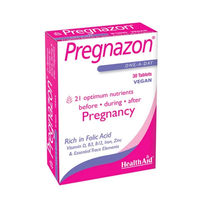 Health Aid Pregnazon 30tabs – Συμπλήρωμα Φολικό Οξύ & Ινοσιτόλη Εγκυμοσύνης