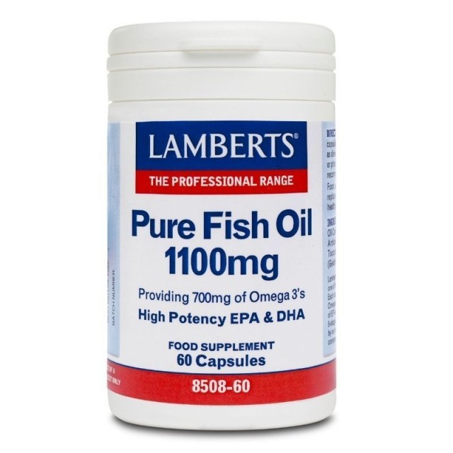 Lamberts Pure Fish Oil 1100mg 60 κάψουλες - Συμπλήρωμα Ιχθυελαίων για Καρδιά, Αρθρώσεις, Δέρμα & Εγκέφαλο