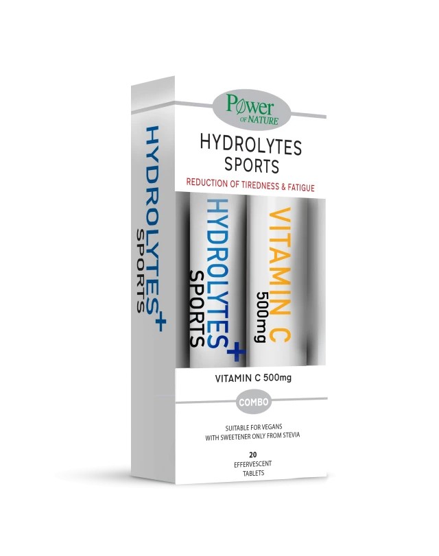 Power Health Hydrolytes Sports Stevia 20 Αναβράζοντα με Γεύση Λεμόνι με Δώρο Vitamin C 500Mg 20Αναβράζοντα