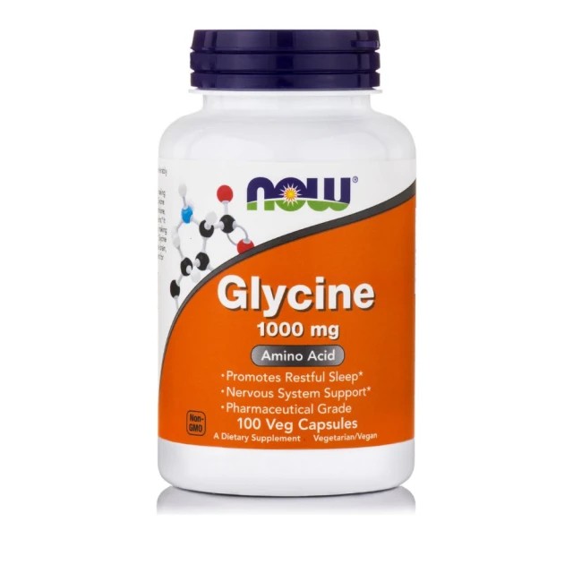 Now Foods Glycine 1000mg 100 Φυτικές Κάψουλες - Συμπλήρωμα διατροφής με Γλυκίνη