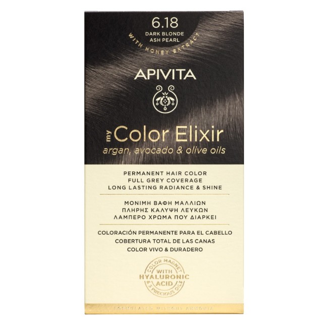 Apivita My Color Elixir – Βαφή μαλλιών χωρίς αμμωνία - 6.18 (Ξανθό σκούρο σαντρέ)