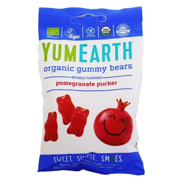 YumEarth Organic Gummy Bears 12 ζελεδάκια x 50gr - Βιολογικά Ζελεδάκια Ροδιού
