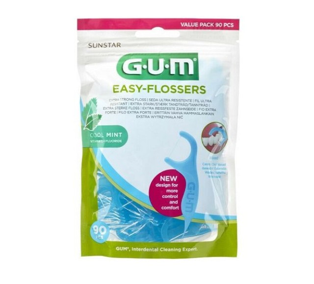 Gum Easy Flossers 890, 90 τεμάχια - Οδοντικό Νήμα Ελαφρώς Κερωμένο σε Διχάλες Μίας Χρήσης