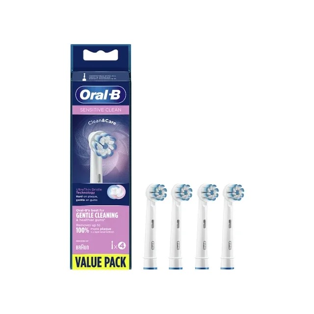 Oral-B Ανταλλακτικές Κεφαλές Sensitive Clean Value Pack 4τμχ - Ανταλλακτικές κεφαλές