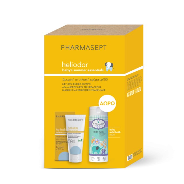Pharmasept Heliodor Promo Pack Baby Sun Cream SPF50 100ml & Βaby Mild Bath 250ml