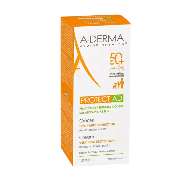 Aderma Sun Protect Cream AD SPF50+ 150ml - Αντηλιακή κρέμα SPF50+ για όλη την οικογένιεα