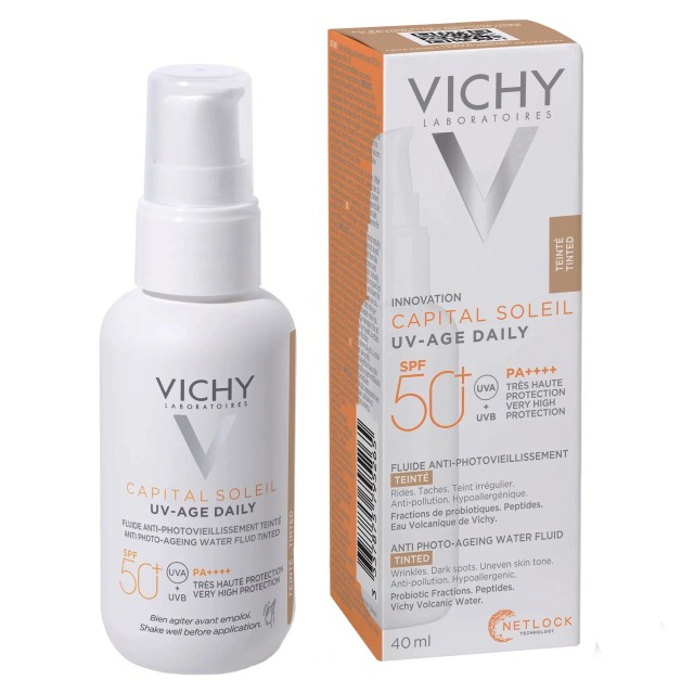 Vichy Capital Soleil UV-Age SPF50+ 40ml – Λεπτόρρευστο Αντιηλιακό Προσώπου με Χρώμα