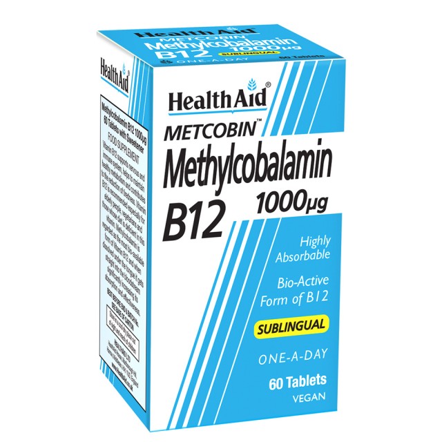 Health Aid Metcobin Methycobalamin B12 1000µg 60tabs – Συμπλήρωμα με Μεθυλκοβαλαμίνη Β12