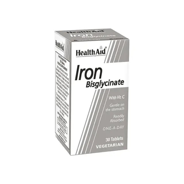 Health Aid Iron Bisglycinate 30mg with Vit C 30tabs – Σίδηρος Δισγλυκινικός  με Βιταμίνη C 
