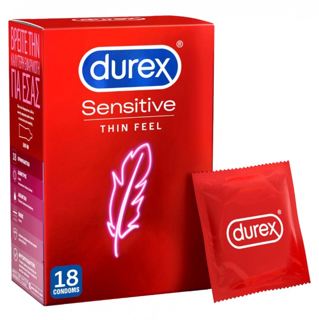 Durex Sensitive Προφυλακτικά Λεπτά 18τμχ.