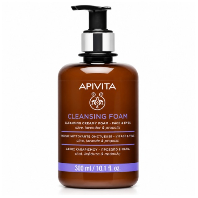 Apivita Cleansing Foam - Κρεμώδης Αφρός Καθαρισμού Προσώπου & Ματιών 300ml