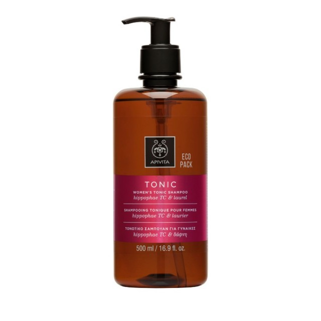 Apivita Womens Tonic Shampoo 500ml ECO Pack - Τονωτικό σαμπουάν κατά της τριχόπτωσης για γυναίκες με ιπποφαές και δάφνη