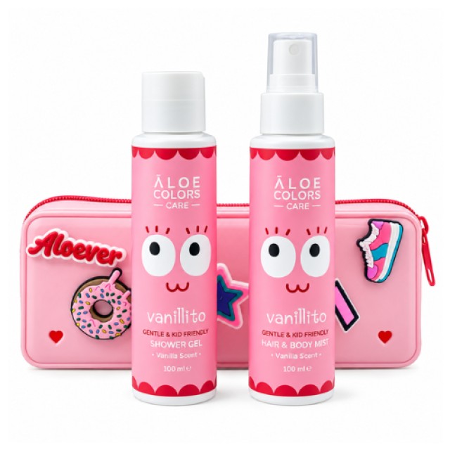 Aloe Colors Kids Vanillito Set | Mist & Shower Gel 100ml + Pen - Σετ Vanillito με Mist για τα μαλλιά και το σώμα, αφρόλουτρο και στυλό