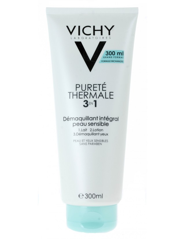 Vichy Purete Thermale 3 in 1 Γαλάκτωμα Καθαρισμού Τονωτική Λοσιόν & Ντεμακιγιάζ Ματιών 3 σε 1 300ml