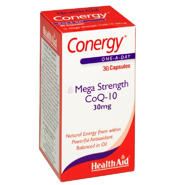 Health Aid Conergy Mega Strength CoQ10 30mg 90caps – Συμπλήρωμα για Ενίσχυση Ανοσοποιητικού και Καρδιαγγειακού