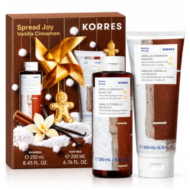 Korres Spread Joy Vanilla Cinnamon με Aφρόλουτρο 250ml & Γαλάκτωμα Σώματος 200ml
