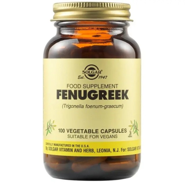 Solgar Fenugreek 100 veg.caps - Συμπλήρωμα για τη Μείωση της Χοληστερίνης & τον Έλεγχο του Σακχάρου στο Αίμα