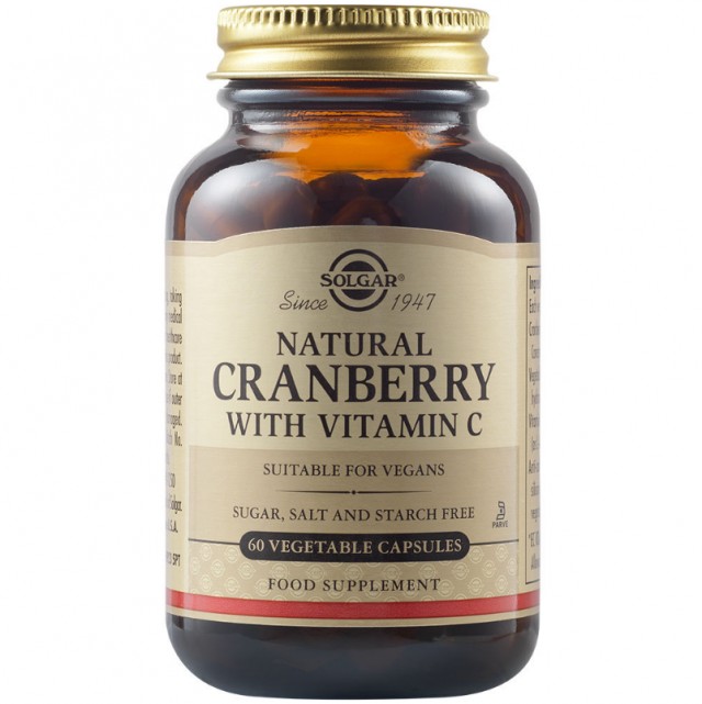 Solgar Cranberry Extract with Vitamin C – Αντιμετώπιση Λοιμώξεων του Ουροποιητικού Συστήματος 60 κάψουλες