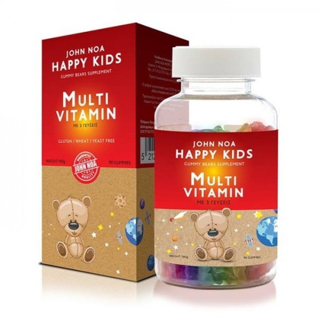 John Noa Happy Kids Multi Vitamin 90 Ζελεδάκια Φράουλα Πορτοκάλι Mix Σταφυλιών