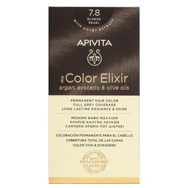 Apivita My Color Elixir – Βαφή μαλλιών χωρίς αμμωνία - 7.8 (Ξανθό περλέ)