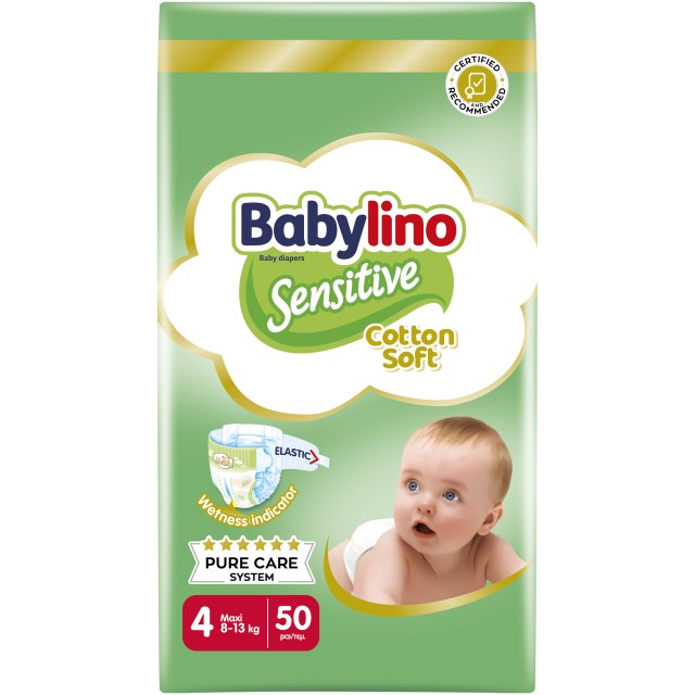 Babylino Sensitive Cotton Soft No4 8-13 Kg Value Pack 50 τμχ