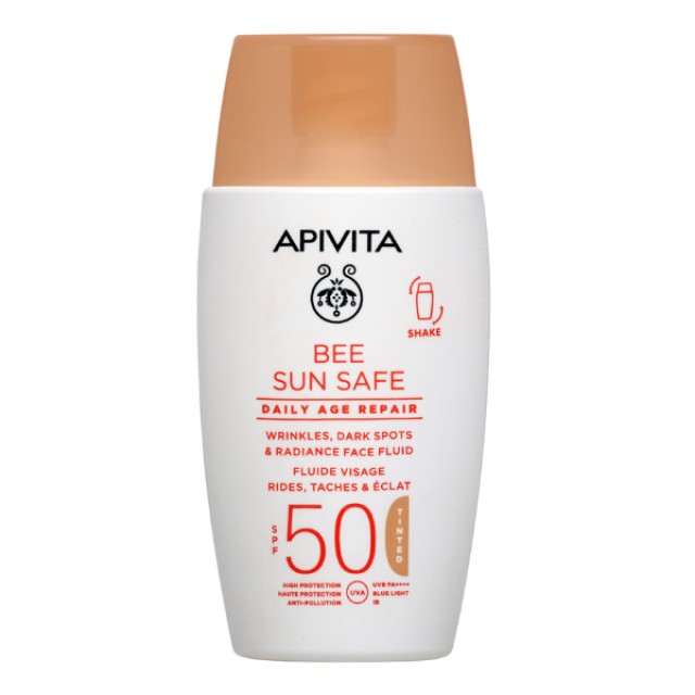 Apivita Daily Age Repair Tinted SPF50 50ml - Λεπτόρρευστη Κρέμα Λάμψης για Ρυτίδες & Πανάδες με Χρώμα