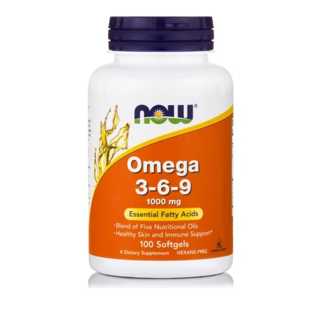 Now Foods Omega 3-6-9 1000mg 100 Μαλακές Κάψουλες - Συμπλήρωμα διατροφής με Ωμέγα 3-6-9 Λιπαρά