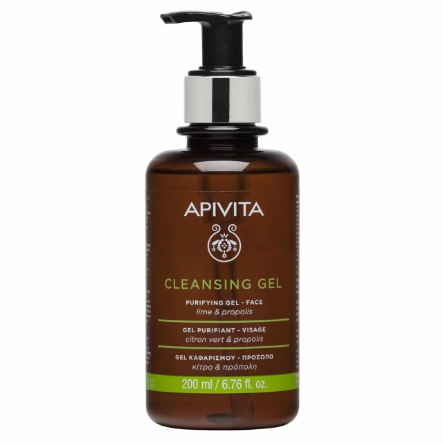Apivita Cleansing Gel 200ml – Gel Καθαρισμού για Λιπαρές και Μεικτές Επιδερμίδες με Πρόπολη & Lime