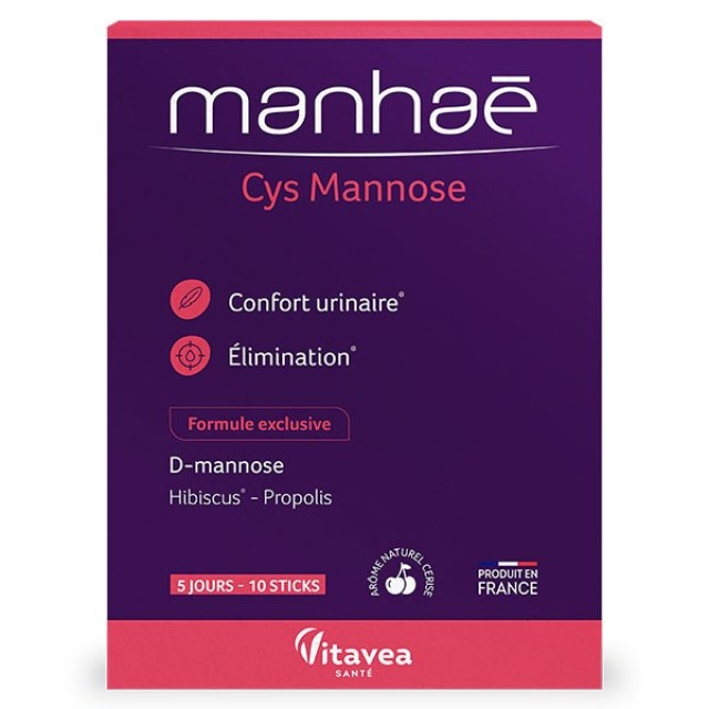 Manhaé Cys Mannose Urinary Comfort 10 Φακελάκια - Συμπλήρωμα Διατροφής για την Υγεία του Ουροποιητικό Σύστημα