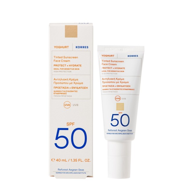 Korres Yoghurt Sunscreen Face SPF50 40ml – Αντηλιακή Κρέμα Προσώπου με Χρώμα