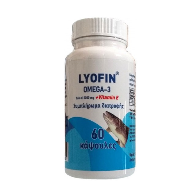 Lyofin Omega-3 Fish Oil 1000mg + Vitamin E 60caps - Συμπλήρωμα Διατροφής με Ωμέγα-3