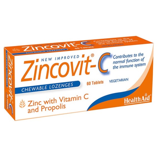 Health Aid Zincovit C 60tabs - Συμπλήρωμα για την Αντιμετώπιση του Κρυολογήματος, των Ιώσεων & των Εποχιακών Αλλεργιών