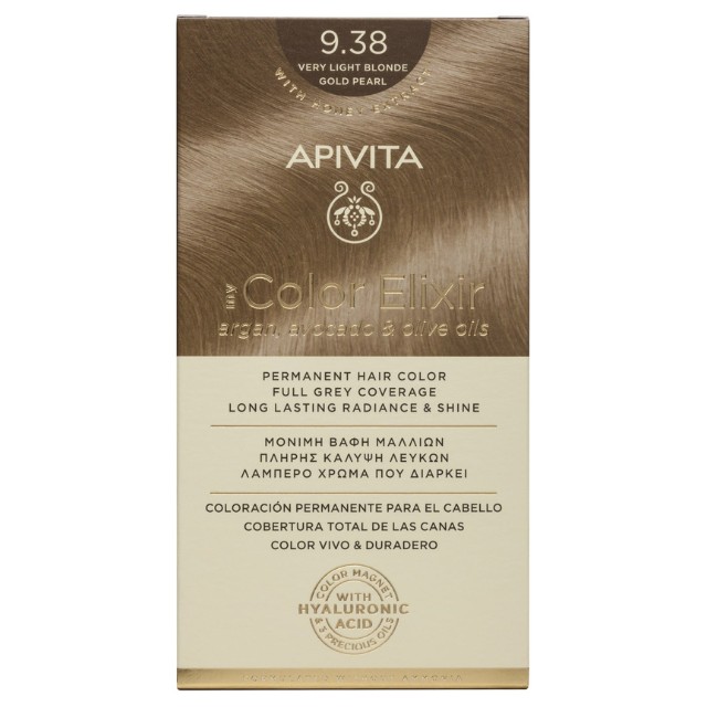 Apivita My Color Elixir – Βαφή μαλλιών χωρίς αμμωνία - 9.38 (Ξανθό πολύ ανοιχτό μελί περλέ)