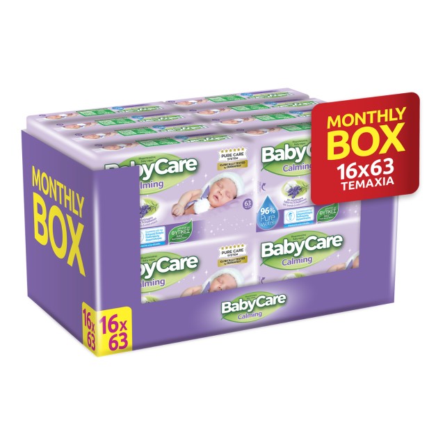 Babycare Calming Pure Water Μωρομάντηλα Super Value Box 1008τμχ. (16×63τμχ.)