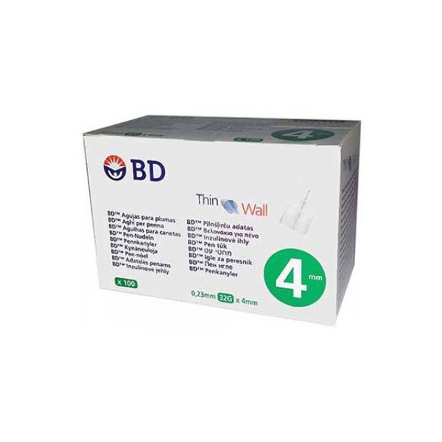 BD Micro-Fine 4mm x 0.23mm(32G) 100τμχ. - Αποστειρωμένες Βελόνες Ινσουλίνης