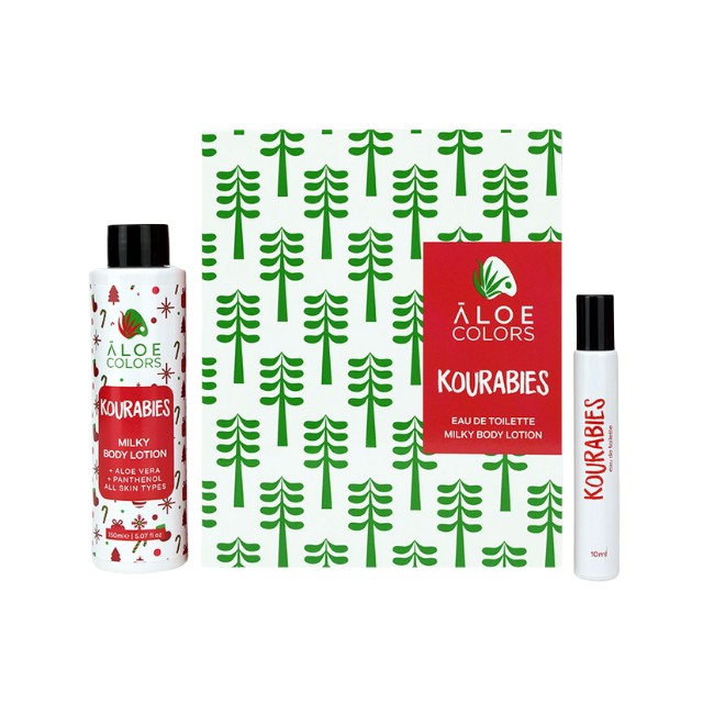 Aloe Colors Kourabies Gift Set 2024 Eau de Toilette Roll on 10ml & Body Lotion 150ml