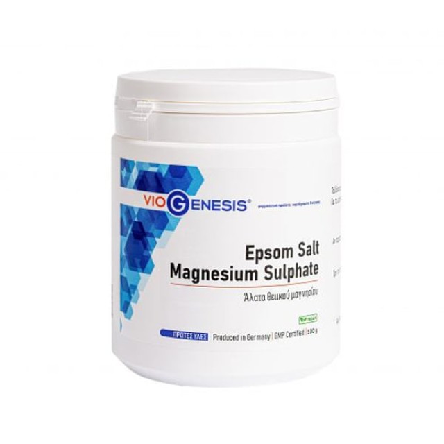 Viogenesis Epsom Salt Magnesium Sulphate 500gr - Βρώσιμα Άλατα Θειικού Μαγνησίου
