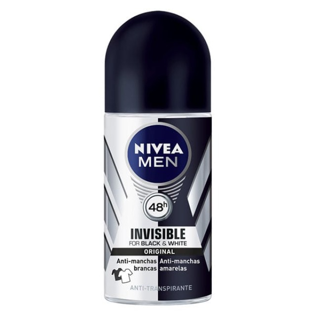 Nivea Men Deo Roll-On 48h Black & White Invisible 50ml - Ανδρικό Αποσμητικό
