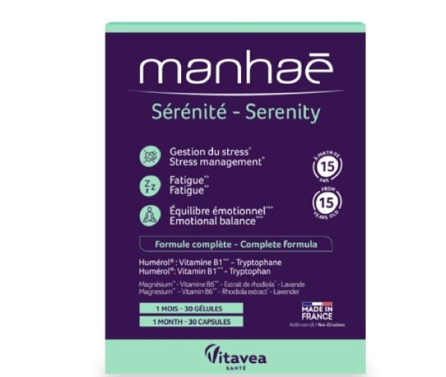 Manhaé Serenity 30 κάψουλες - Συμπλήρωμα Διατροφής για τις Γυναίκες για την Διαχείριση του Άγχους