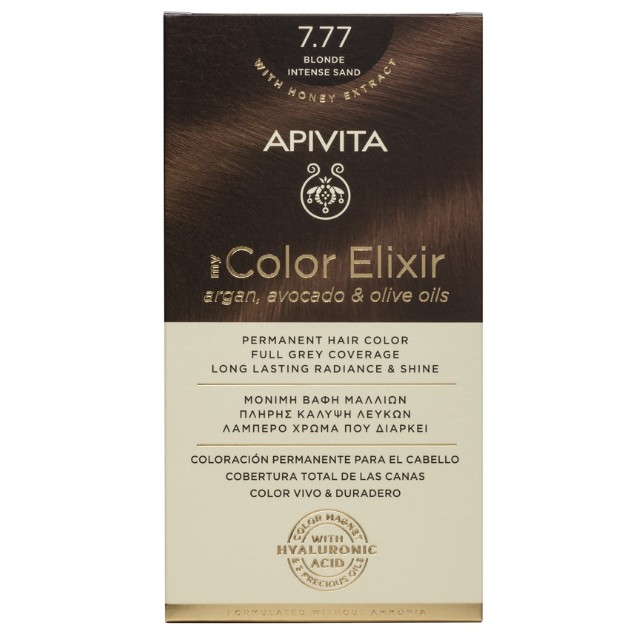 Apivita My Color Elixir – Βαφή μαλλιών χωρίς αμμωνία - 7.77 (Ξανθό έντονο μπεζ)