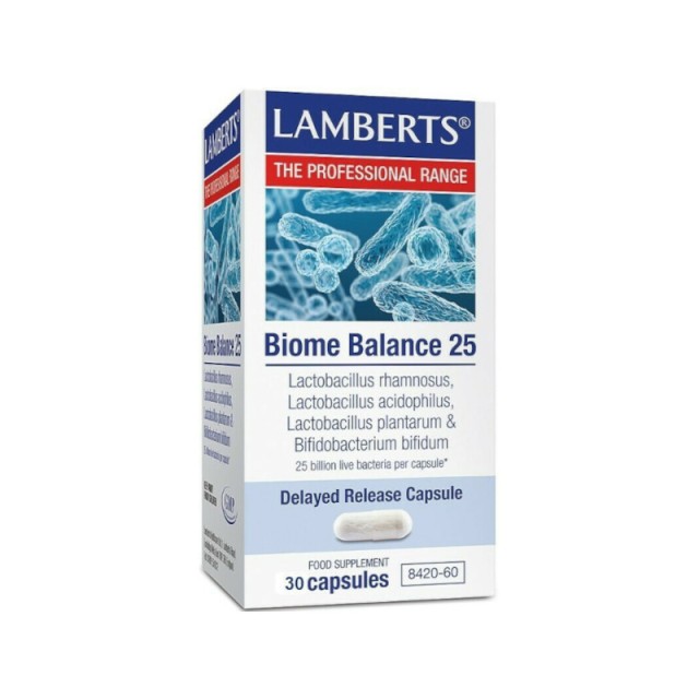 Lamberts Biome Balance 25, 30 κάψουλες – Συμπλήρωμα διατροφής με Προβιοτικά & Πρεβιοτικά