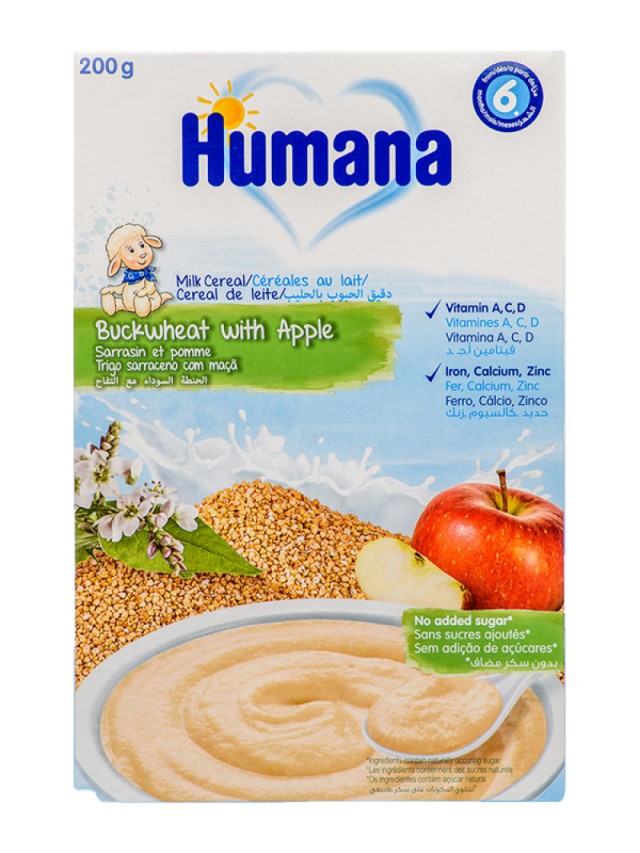 Humana Κρέμα Δημητριακών με Φαγόπυρο και Μήλο από τον 6ο Μήνα 200gr