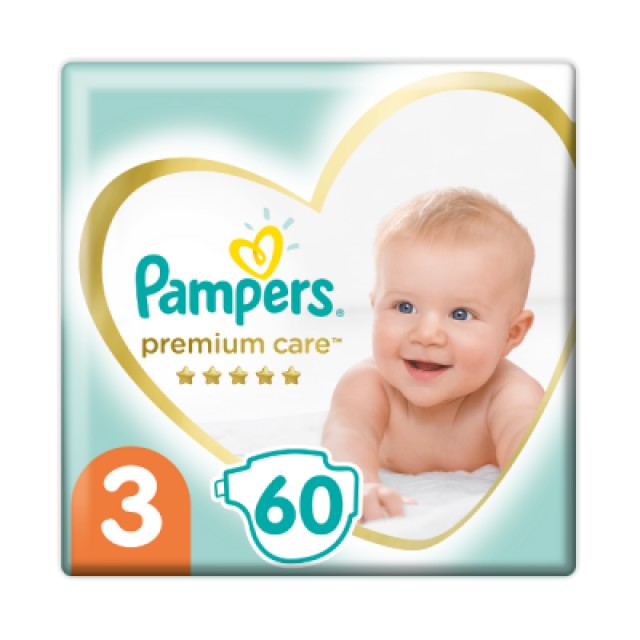 Pampers Premium Care No 3 (6-10kg) – 60 τμχ. Jumbo Pack