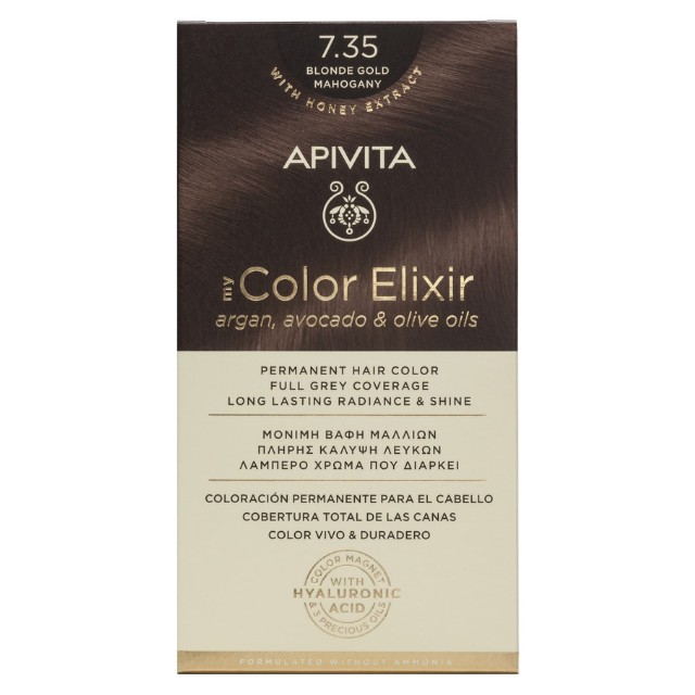 Apivita My Color Elixir – Βαφή μαλλιών χωρίς αμμωνία - 7.35 (Ξανθό μελί μαονί)